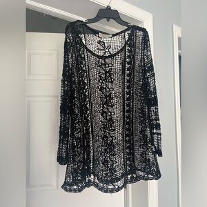 BFF Clothing Black Crochet Knit Top